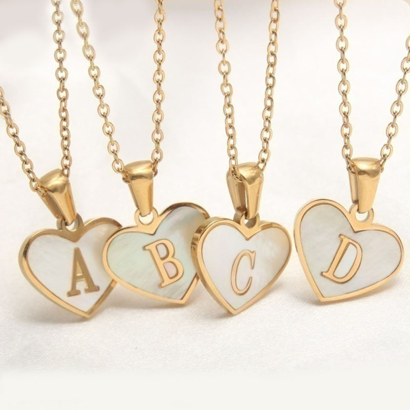 Heart-shaped Necklace with 26 Letters - White Shell Love Clavicle Chain - Perfect for Valentine's Day