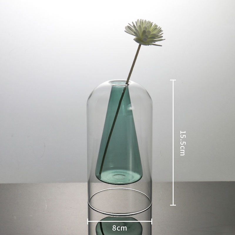 Glass vase home decor for modern weddings and rooms double glass container for hydroponic flowers and crafts