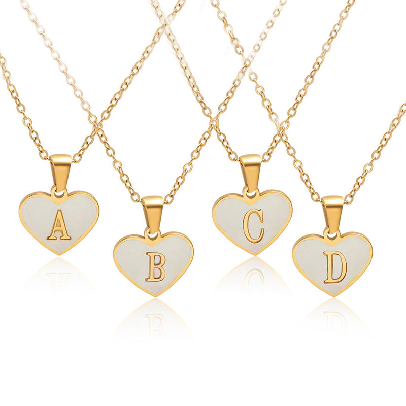 Heart-shaped Necklace with 26 Letters - White Shell Love Clavicle Chain - Perfect for Valentine's Day