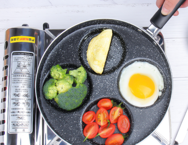 Nonstick Pancake Egg Pan with 4-Cup Capacity - Ideal for Gas Stove and Induction Cooker