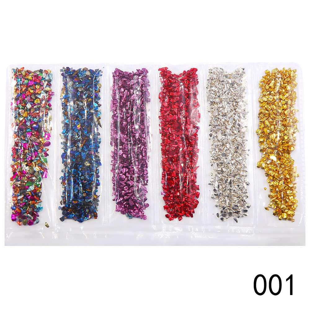 Nail Supplies, Diamond Glass Fragments, Gold And Silver Broken Glass Nails