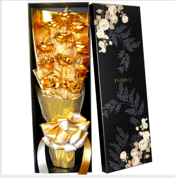 Golden Rose 24K Foil Rose Bundle for Wife/Girlfriend - Perfect Tanabata Valentine's Day Gift