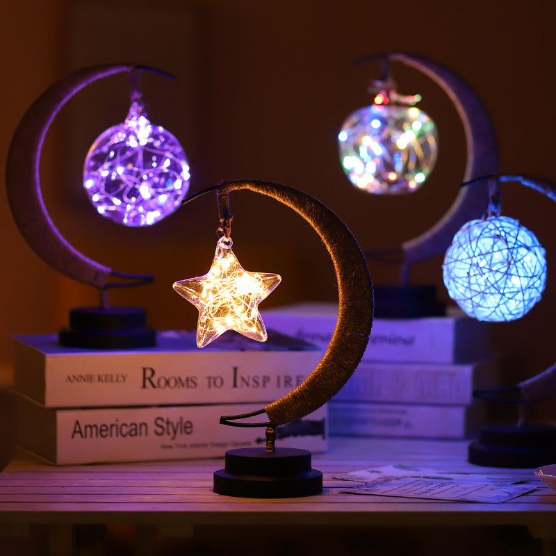 Enchanted Lunar Lamp Decorative Star Shape Light Moon Night Light Galaxy Lamp Hanging Moon USB Battery