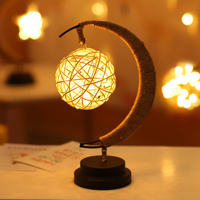 Enchanted Lunar Lamp Decorative Star Shape Light Moon Night Light Galaxy Lamp Hanging Moon USB Battery