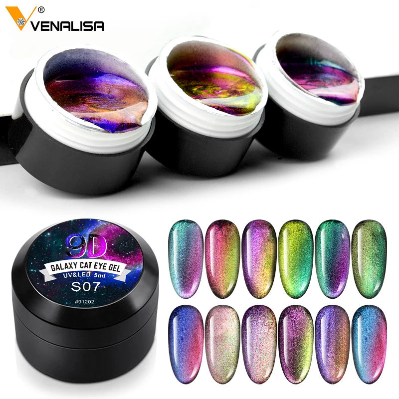 Venalisa 9D Gel Varnish Cat Eye Magic Chameleon Nail Polish - Galaxy Starry Magnetic Multicolor 5ml