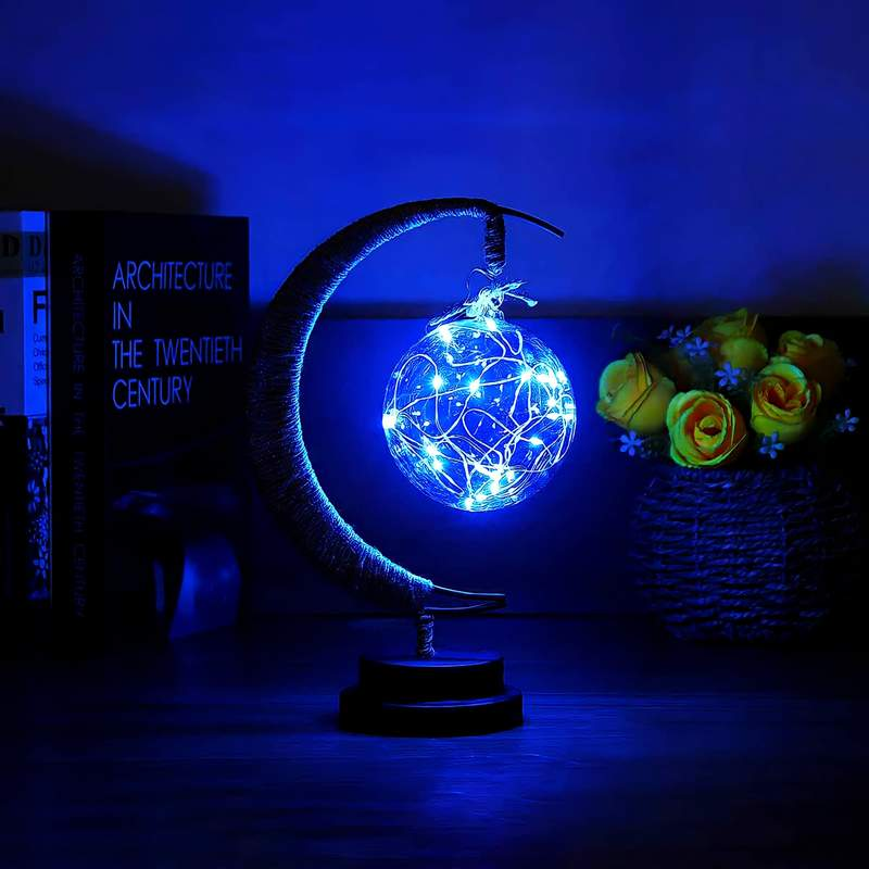 Enchanted Lunar Lamp Decorative Star Shape Light Moon Night Light Galaxy Lamp Hanging Moon USB Battery