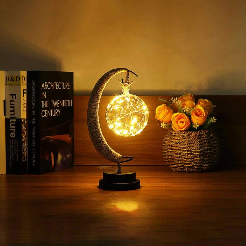 Enchanted Lunar Lamp Decorative Star Shape Light Moon Night Light Galaxy Lamp Hanging Moon USB Battery