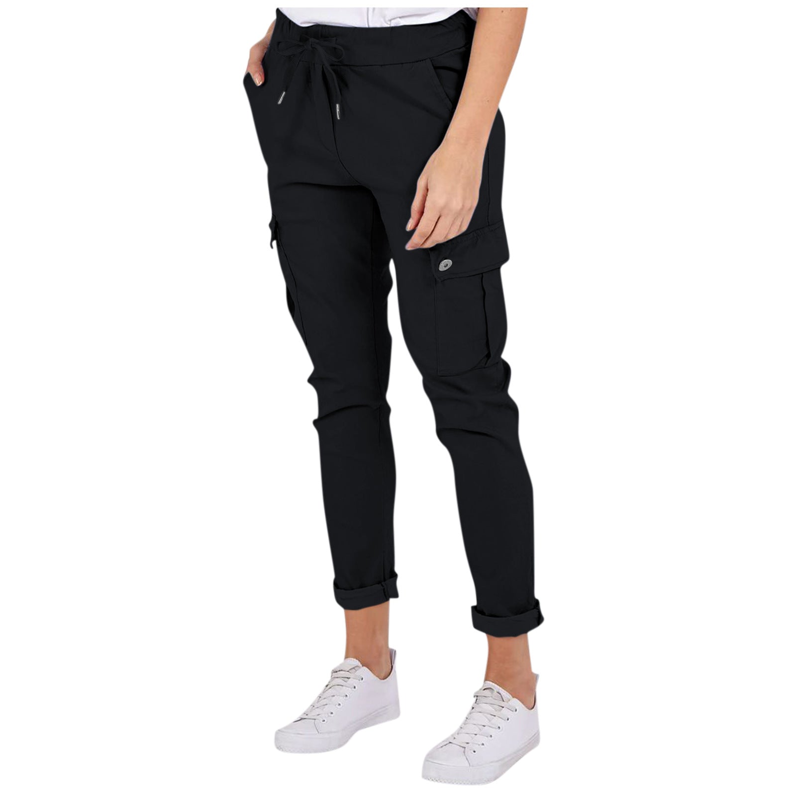 Casual cargo pants for women with drawstring waist and pockets