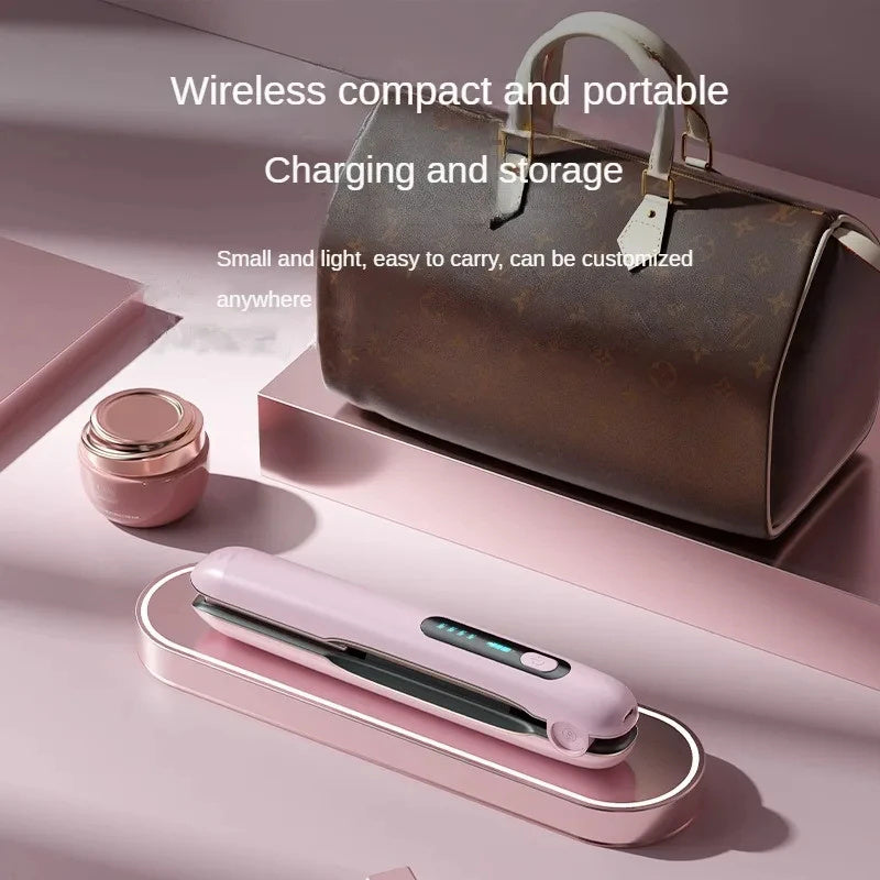 Portable 2-in-1 Wireless Hair Straightener and Curler with USB Charger Dry And Wet Uses