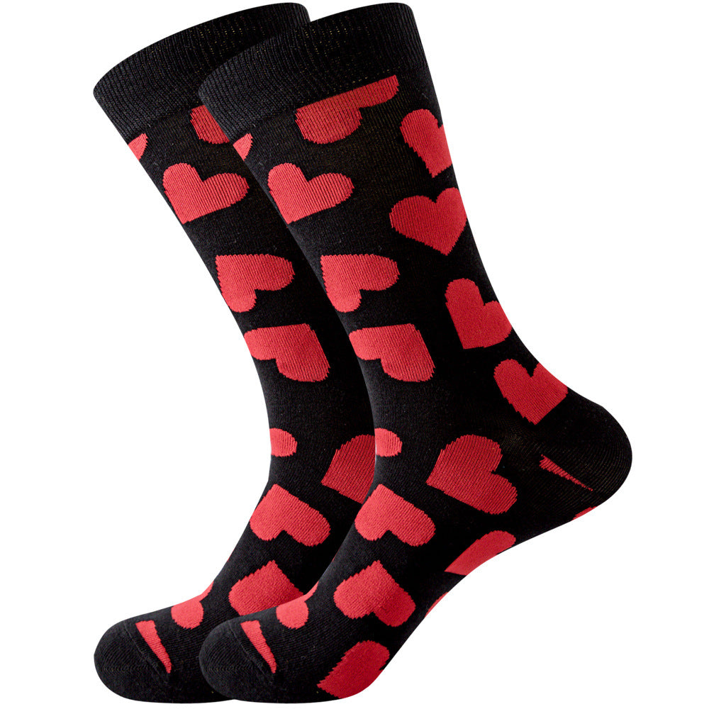 Geometric Pattern Men's Mid-Calf Length Animal Socks, Fashionable Tide