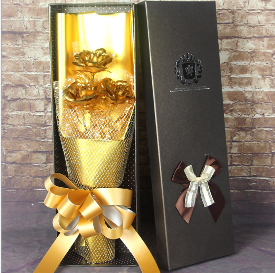 Golden Rose 24K Foil Rose Bundle for Wife/Girlfriend - Perfect Tanabata Valentine's Day Gift