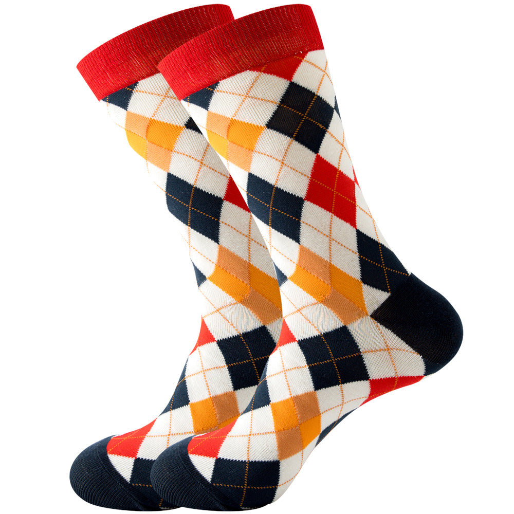 Geometric Pattern Men's Mid-Calf Length Animal Socks, Fashionable Tide