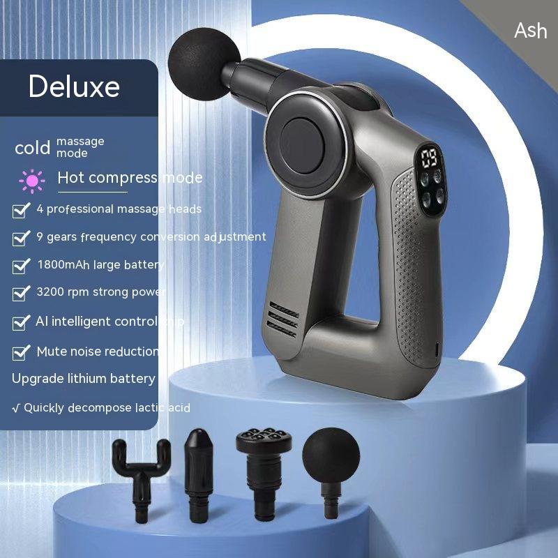 Stylish Massage Gun Muscle Relief Hot Compress LED Screen Adjustable Gears Smart Power Low-Noise Multi-Frequency Fitness Revolution