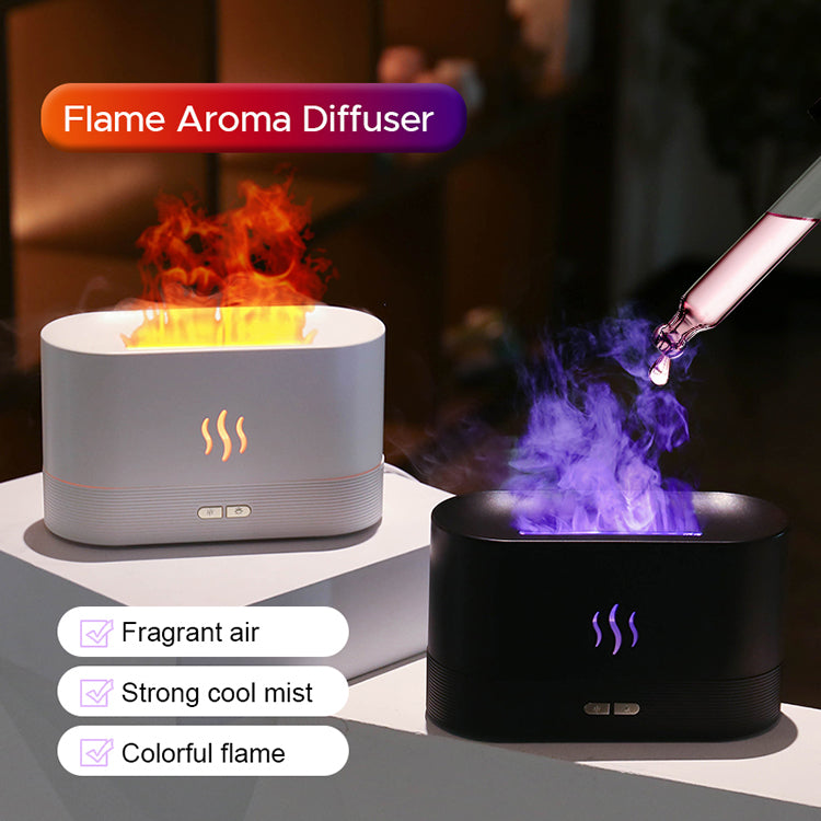 Flame USB Ultrasonic Humidifier Led RGB Colorful Essential Oil Fire Flame Aroma Diffuser