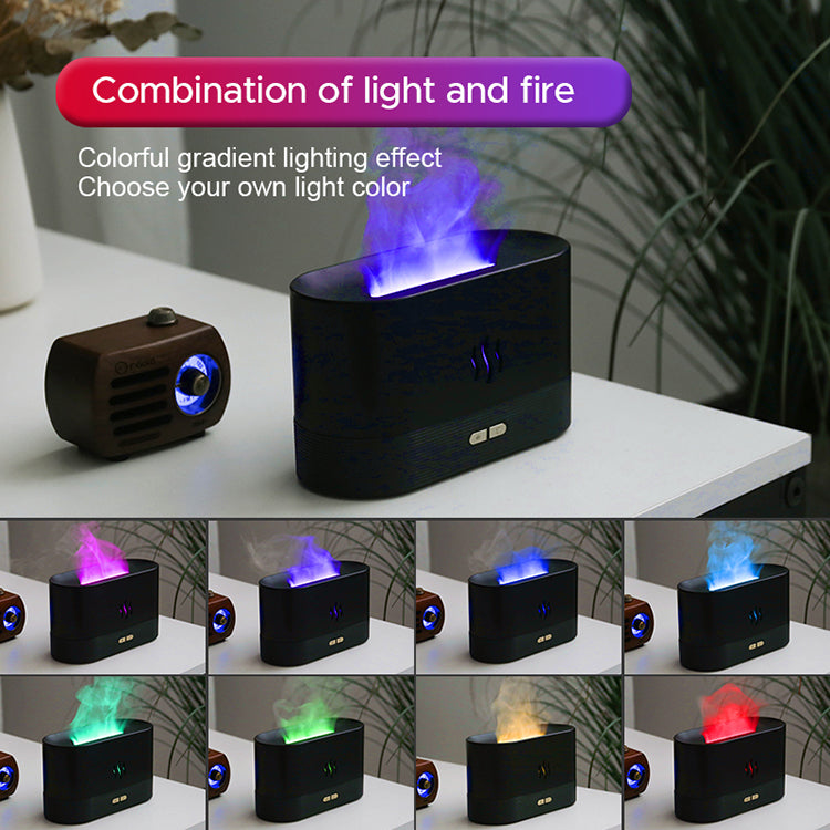 Flame USB Ultrasonic Humidifier Led RGB Colorful Essential Oil Fire Flame Aroma Diffuser