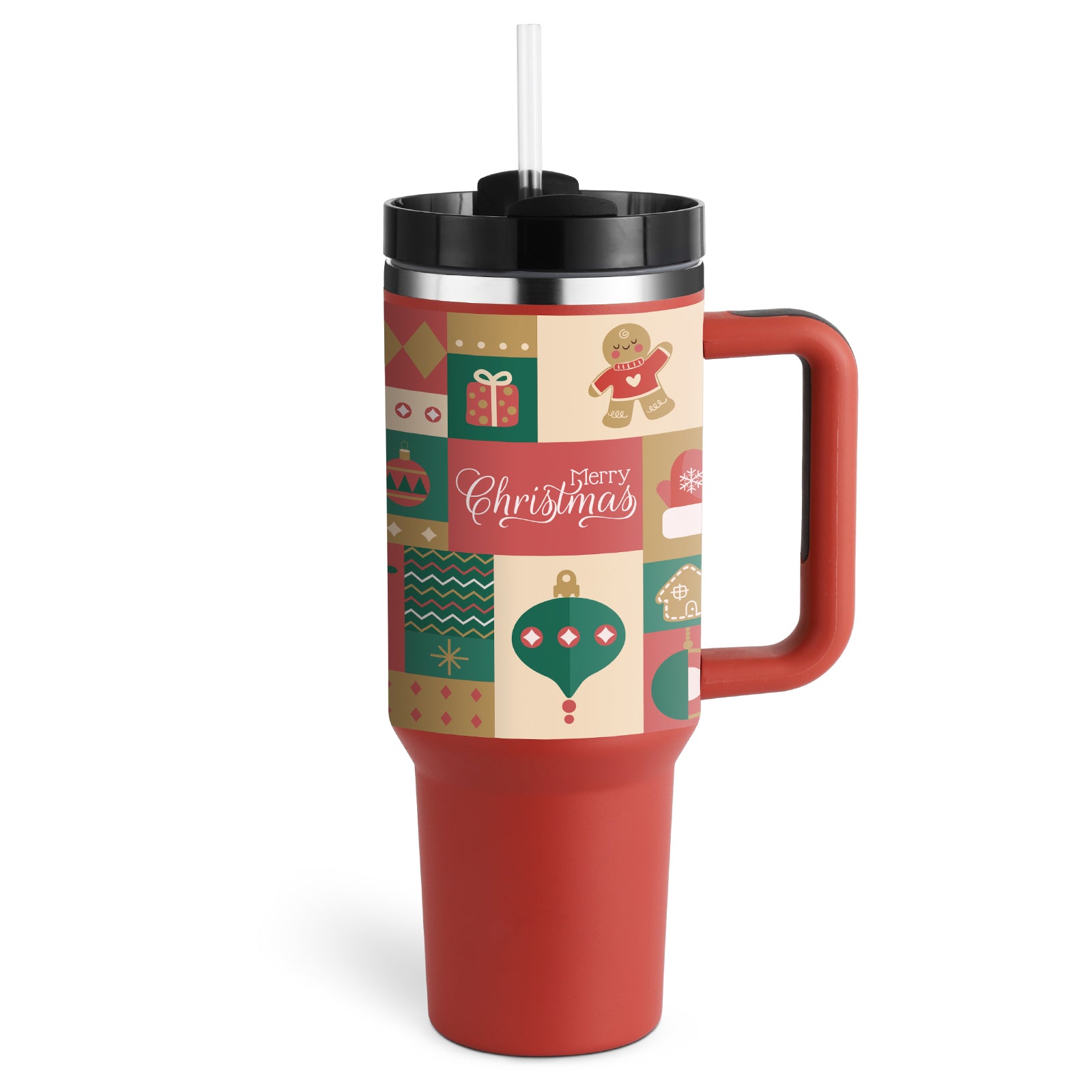 Taza térmica de regalo para el día de San Valentín, taza aislante de café de paja de 40 oz con asa, botella de agua portátil de acero inoxidable para coche, taza térmica sin BPA de viaje de gran capacidad