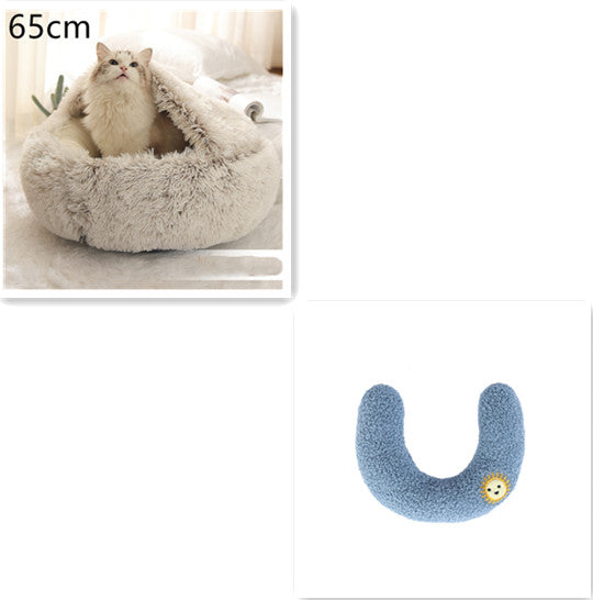 2-in-1 cozy pet bed for dogs and cats round plush winter house