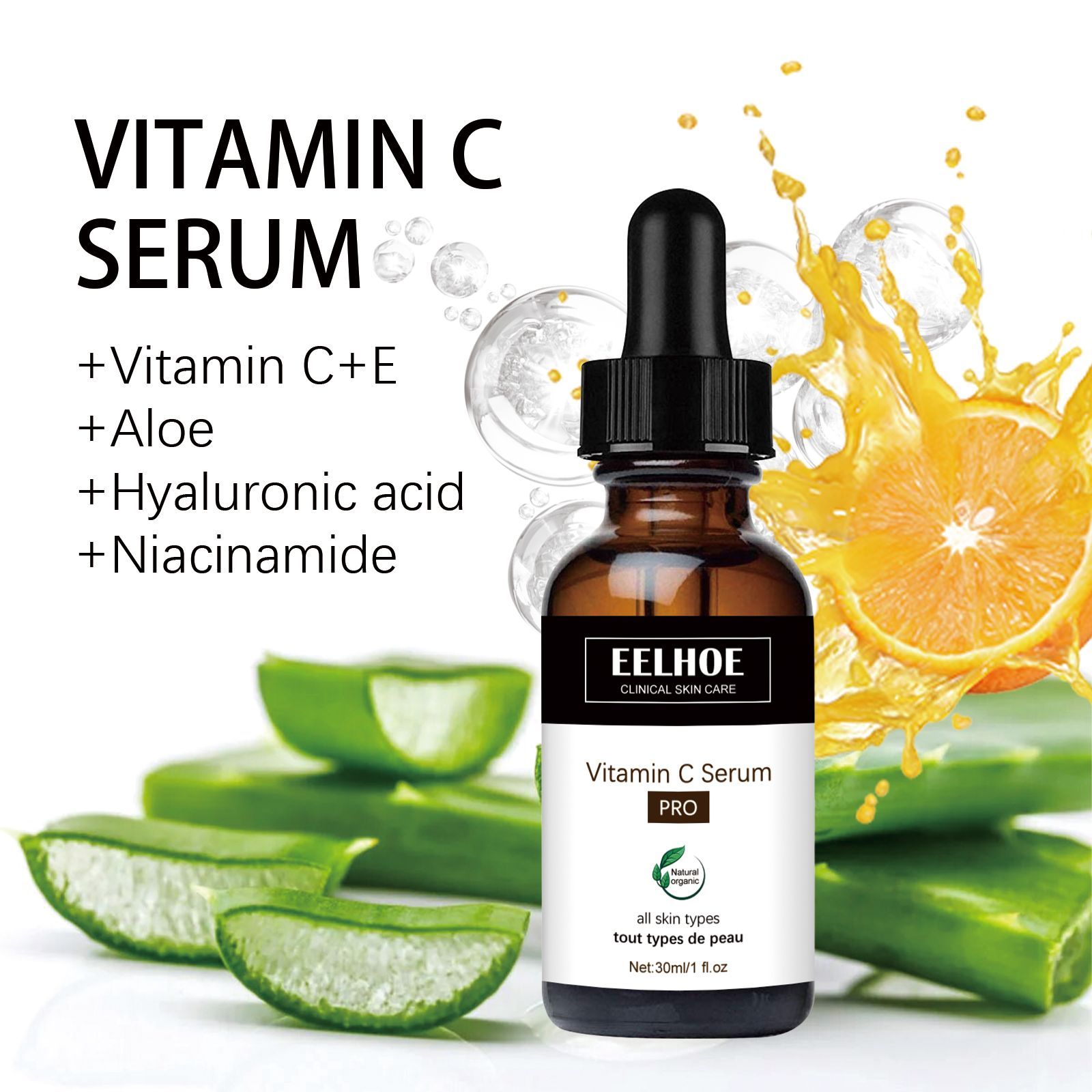 EELHOE Vitamin C Serum Reduces Fine Lines Firms Moisturizes for Youthful Skin Glow-Boosting Skin Care