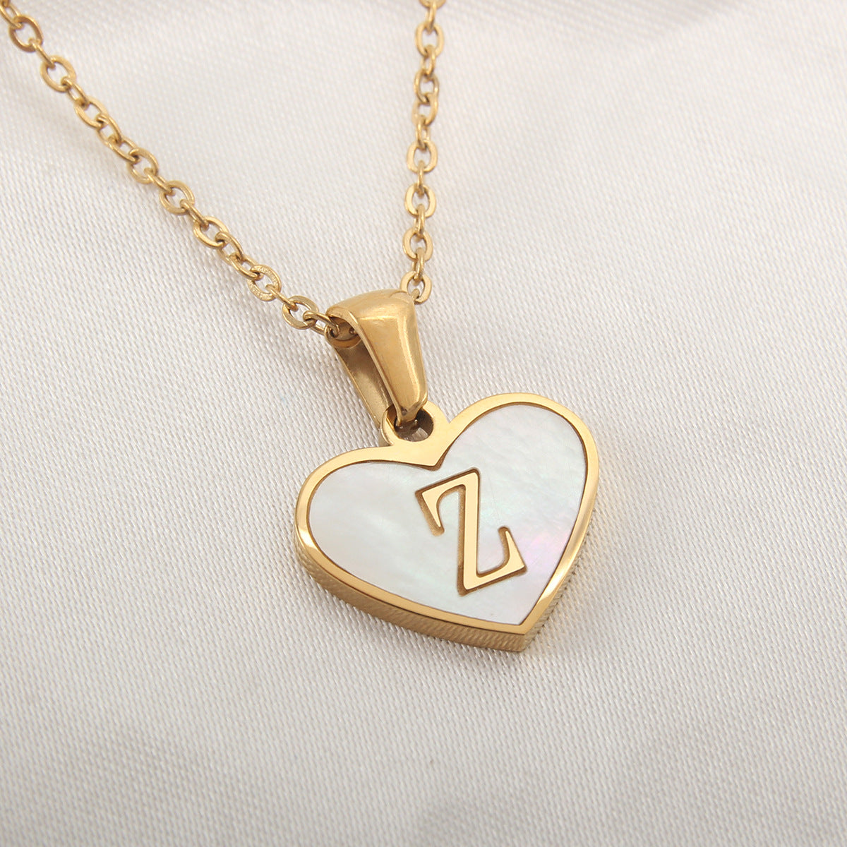 Heart-shaped Necklace with 26 Letters - White Shell Love Clavicle Chain - Perfect for Valentine's Day