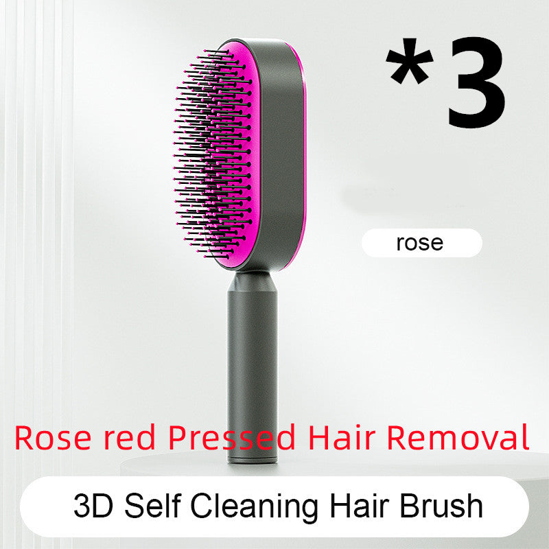 Women's Self-Cleaning Hair Brush for Hair Loss Prevention with Scalp Massage and Anti-Static Bristles