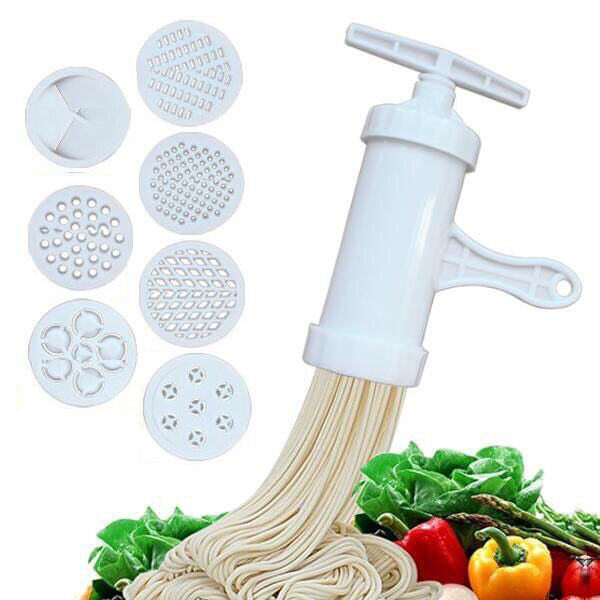 Noodle Maker With Crank Cutter And 5 Molds for Spaghetti And Other Pasta Dishes