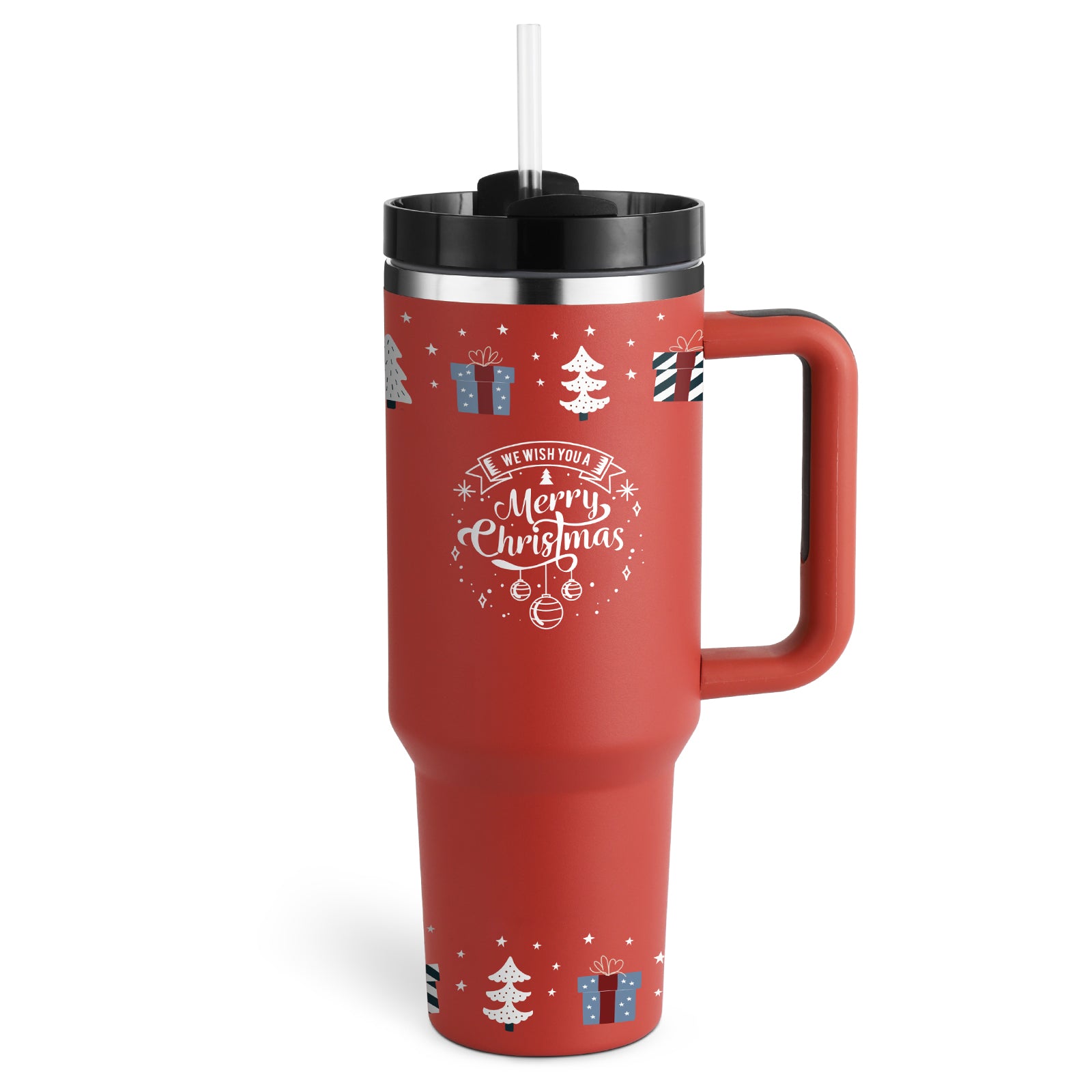 Taza térmica de regalo para el día de San Valentín, taza aislante de café de paja de 40 oz con asa, botella de agua portátil de acero inoxidable para coche, taza térmica sin BPA de viaje de gran capacidad