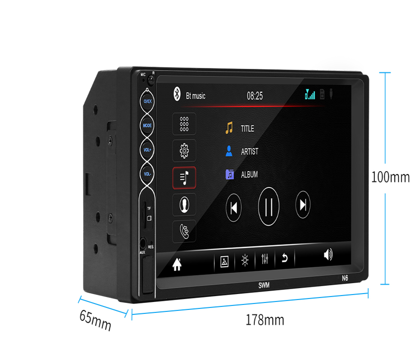 7-inch double DIN vehicle MP5 player with Android / iPhone support and USB connectivity