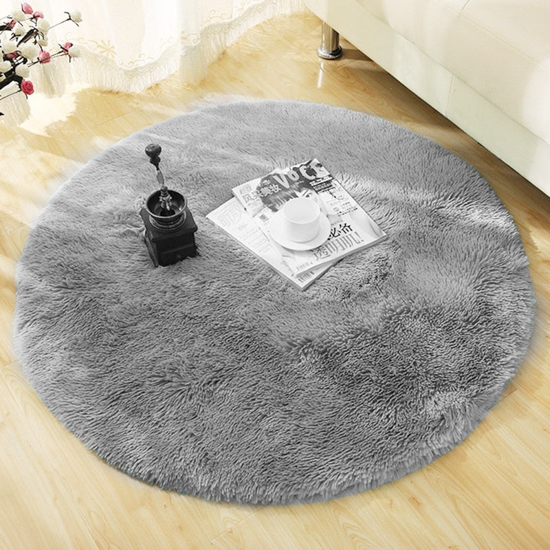 Soft round rugs for living room decor or kids room carpets long plush bedroom rugs and modern shaggy area mats