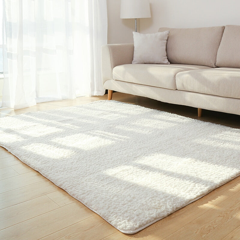 Living Room Area Rug Solid White Fluffy Soft Plush Carpet Home Decor Bedroom Kitchen Floor Mat Tapete