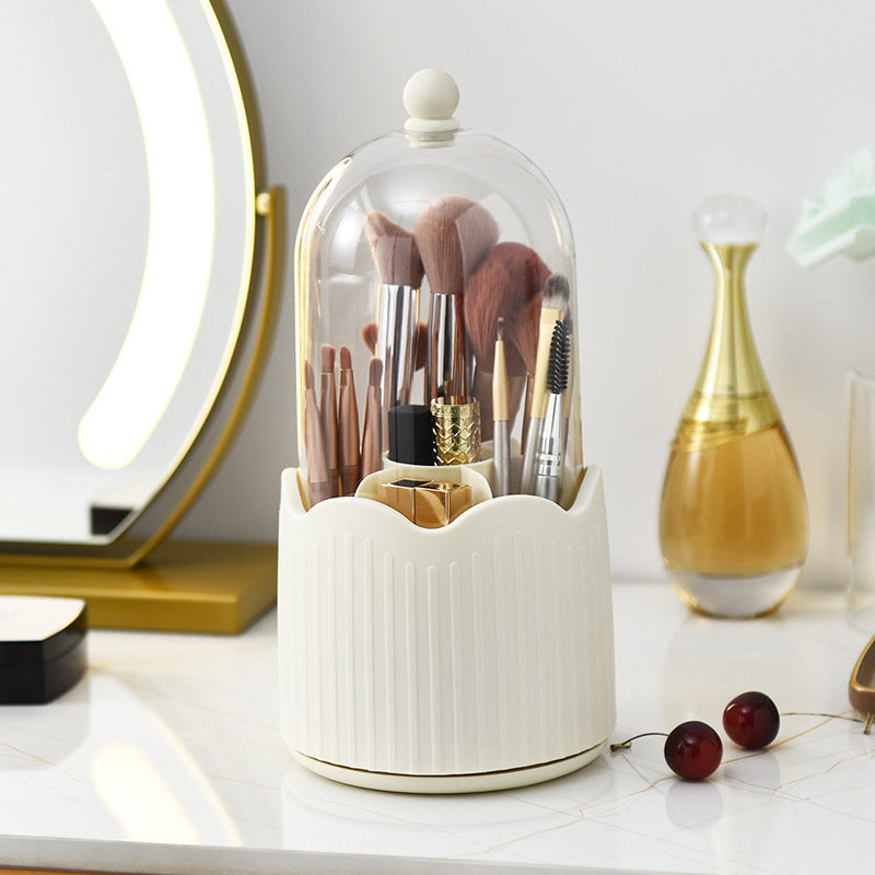 Rotating Cosmetic Brush Storage Container Dustproof Eyebrow Pencil Eye Shadow Lipstick Shelf Desktop Cosmetics Grid Storage Box