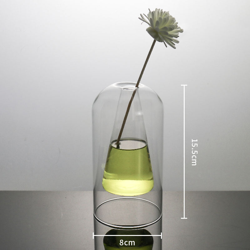 Glass vase home decor for modern weddings and rooms double glass container for hydroponic flowers and crafts