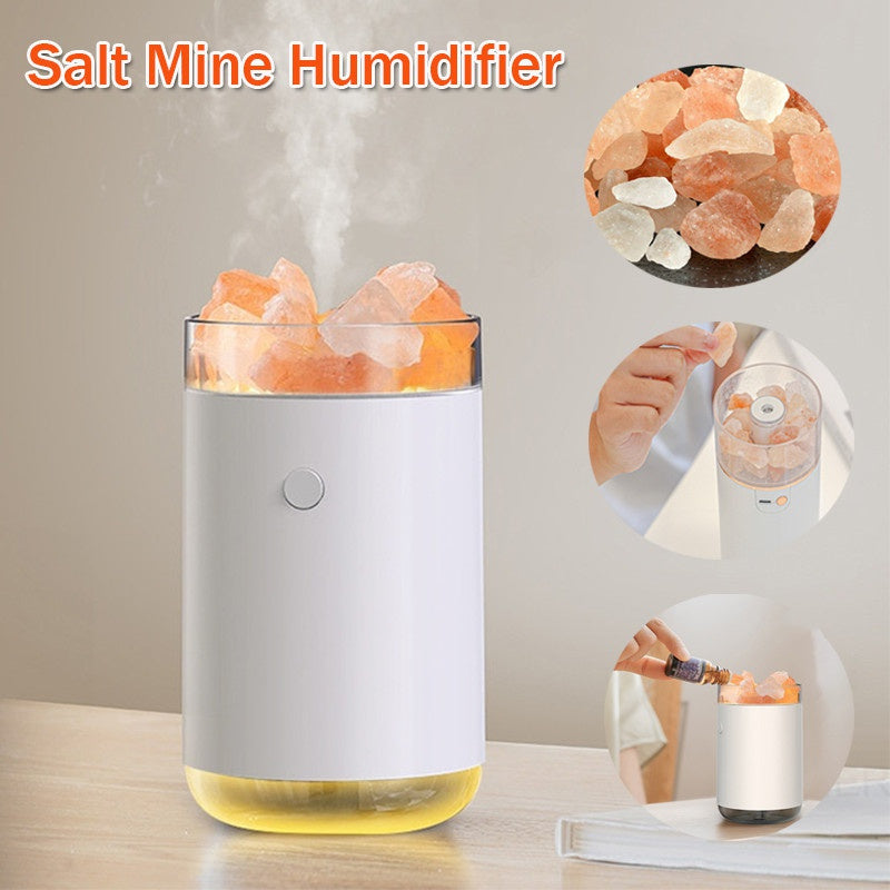 Crystal Salt Stone Desktop Aromatherapy Essential Oil Diffuser with LED Lamp