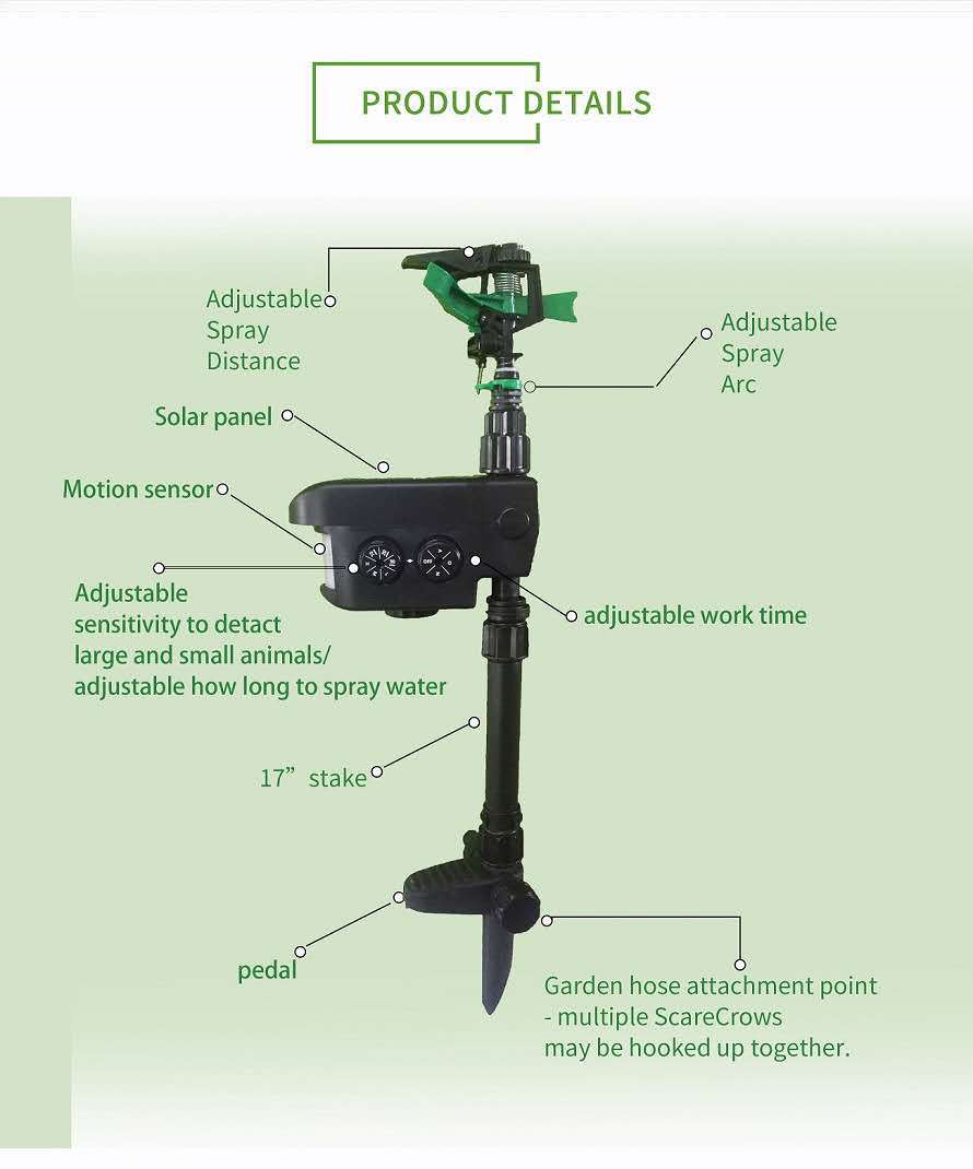 Aspersor de jardín repelente de animales con detección automática