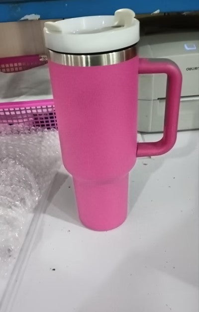 Taza térmica de regalo para el día de San Valentín, taza aislante de café de paja de 40 oz con asa, botella de agua portátil de acero inoxidable para coche, taza térmica sin BPA de viaje de gran capacidad