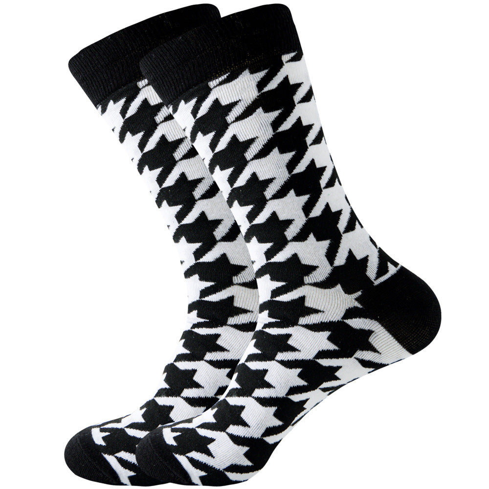 Geometric Pattern Men's Mid-Calf Length Animal Socks, Fashionable Tide