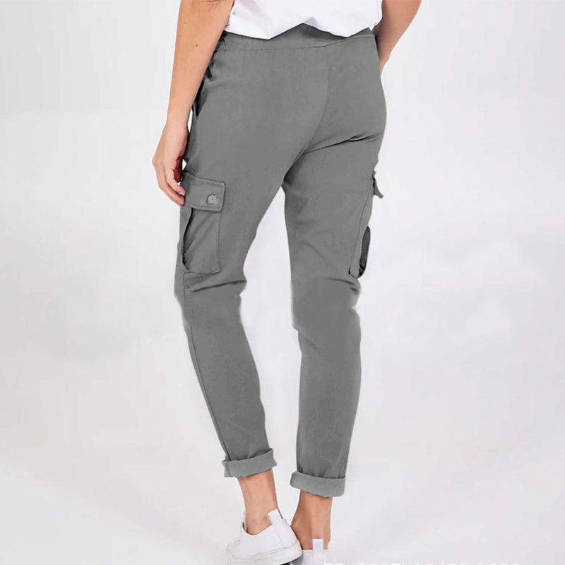 Casual cargo pants for women with drawstring waist and pockets