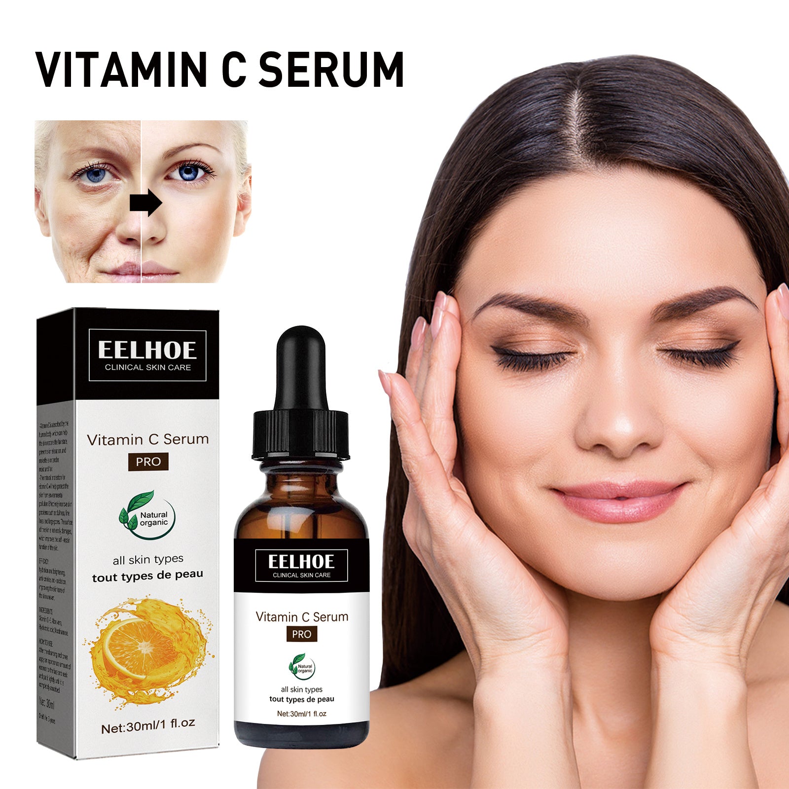 EELHOE Vitamin C Serum Reduces Fine Lines Firms Moisturizes for Youthful Skin Glow-Boosting Skin Care