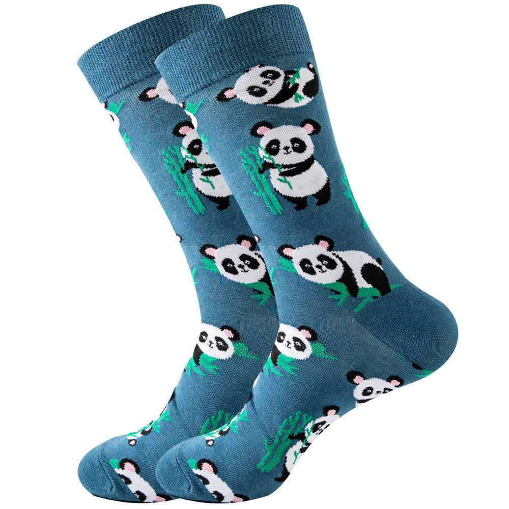 Geometric Pattern Men's Mid-Calf Length Animal Socks, Fashionable Tide