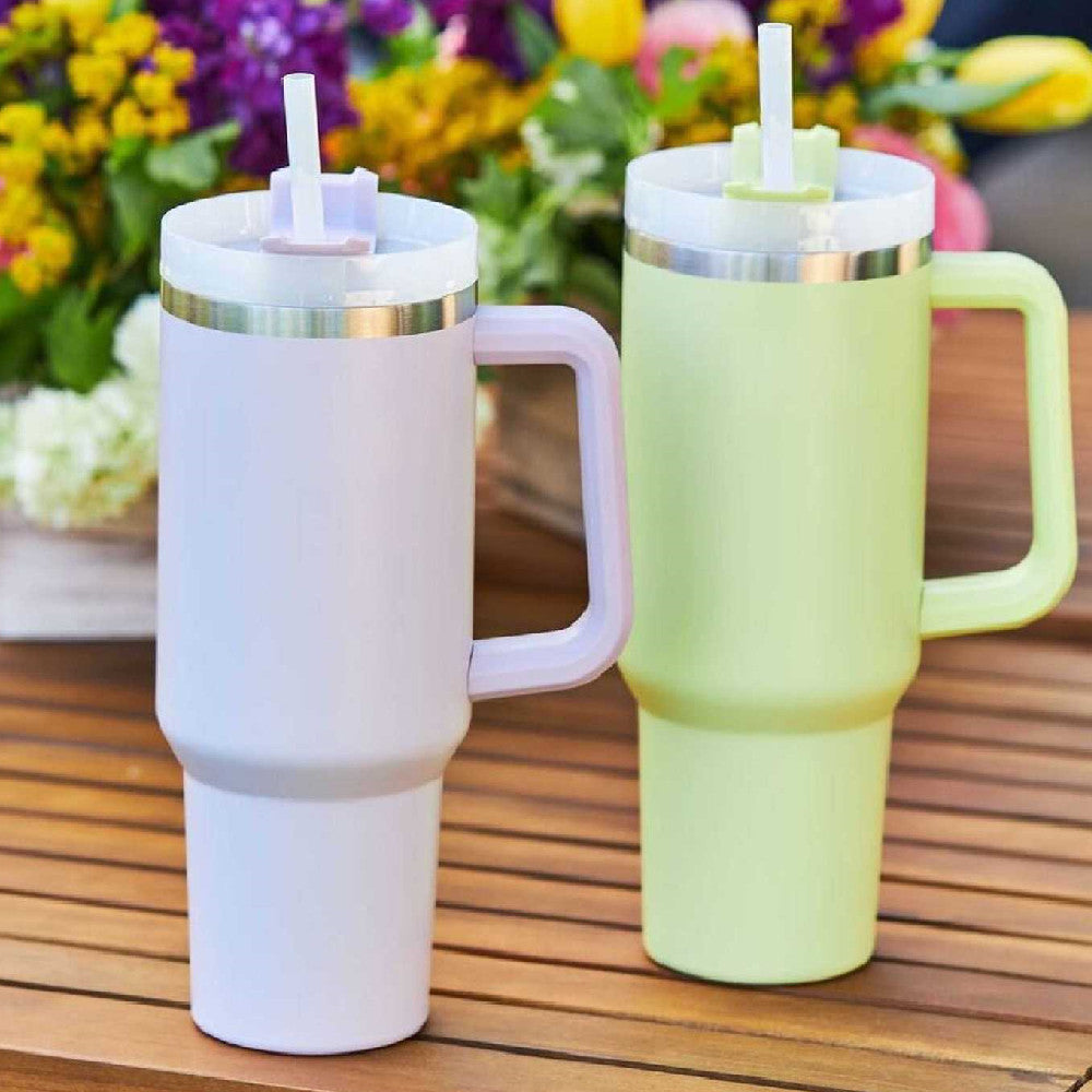 40oz Thermal Mug Tumbler with Handle Straw Stainless Steel Portable for Travel BPA Free