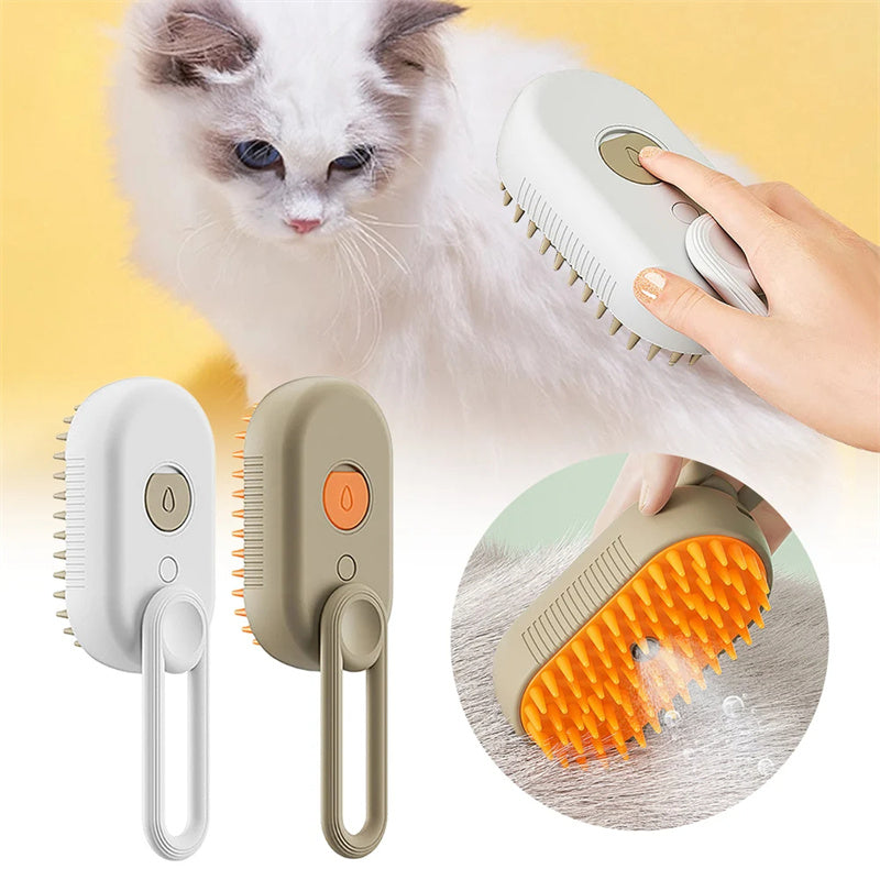 3-in-1 Electric Pet Grooming Comb for Cats and Dogs, with Steam Brush