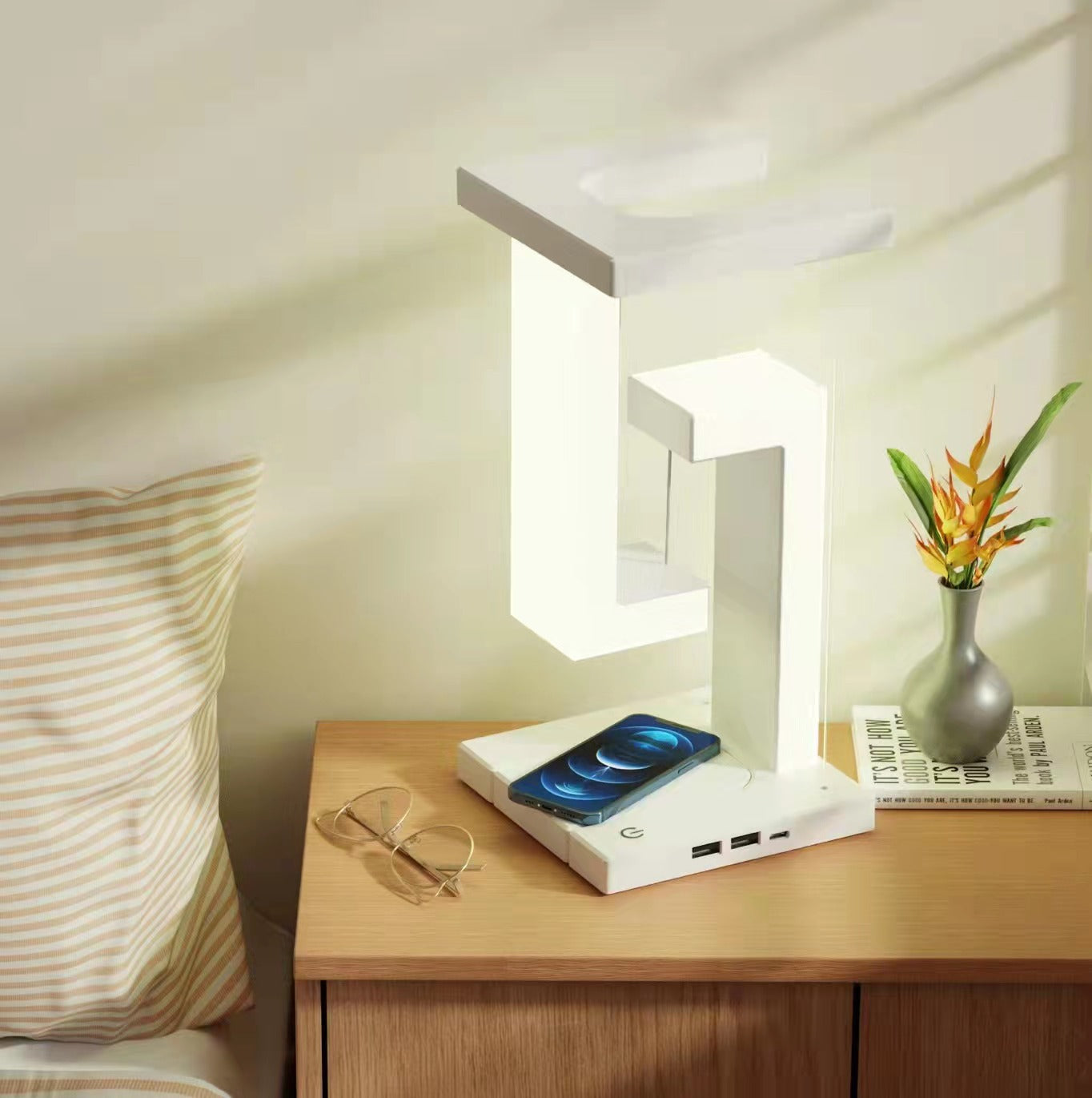 Smartphone Wireless Charging Suspension Table Lamp Balance Lamp Perfect for Home Bedroom Decor