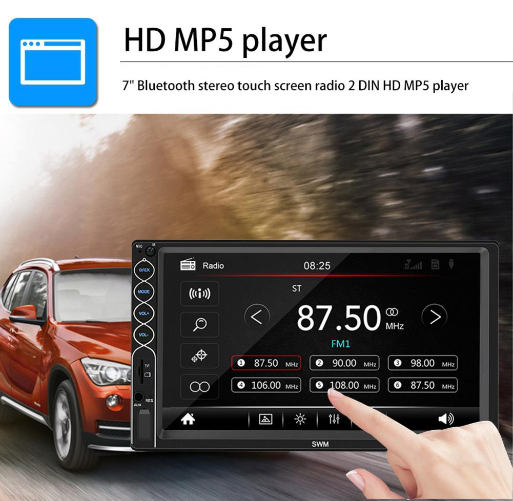 7-inch double DIN vehicle MP5 player with Android / iPhone support and USB connectivity