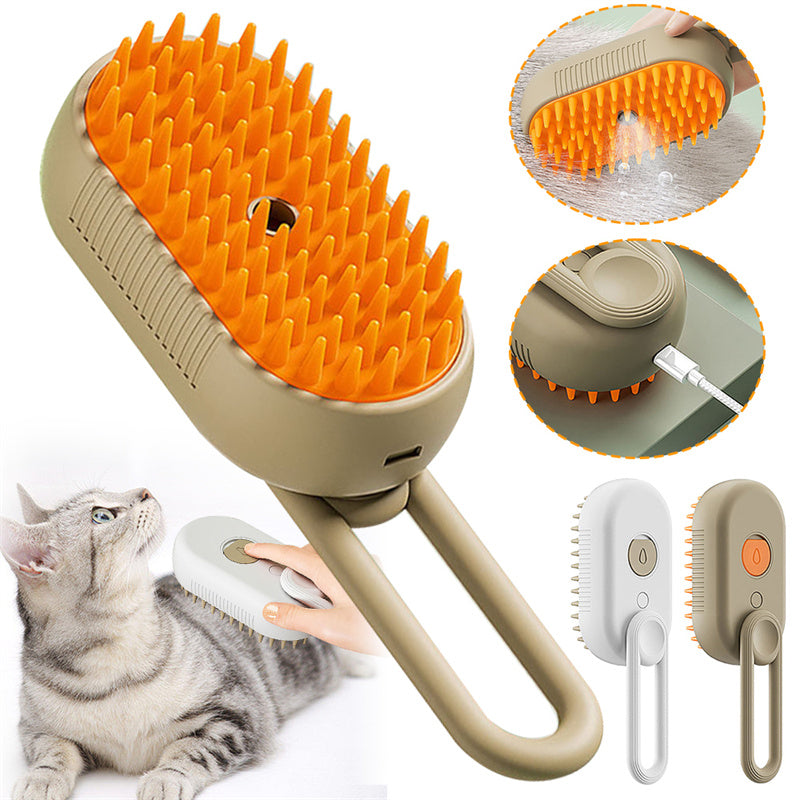 3-in-1 Electric Pet Grooming Comb for Cats and Dogs, with Steam Brush