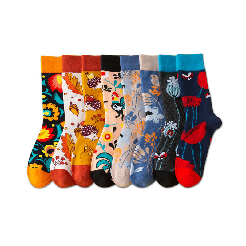 Men's Mid-calf Length Autumn And Winter New Casual Cartoon AB Foot Socks