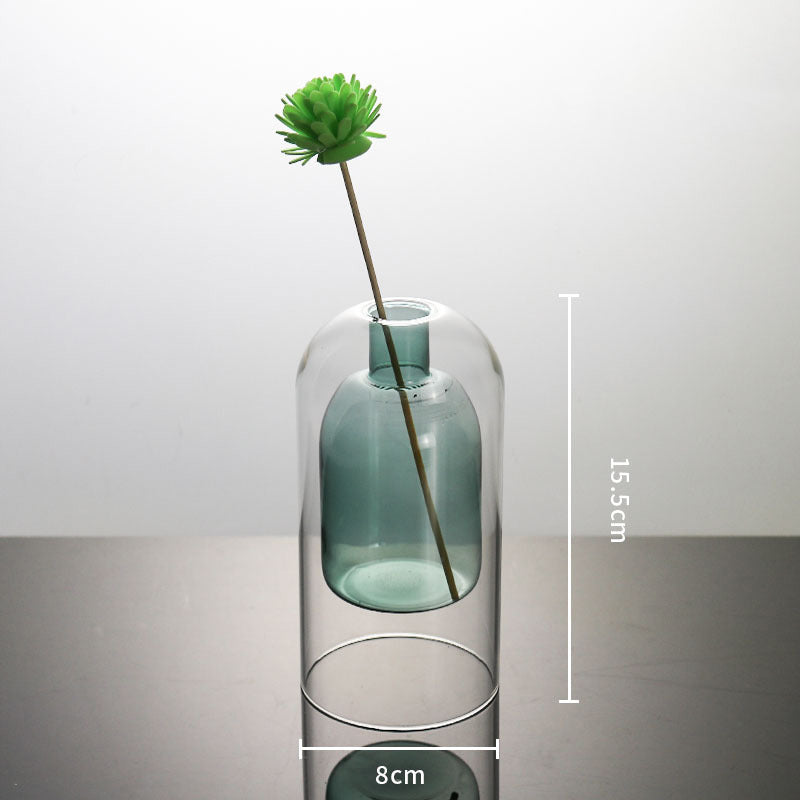 Glass vase home decor for modern weddings and rooms double glass container for hydroponic flowers and crafts