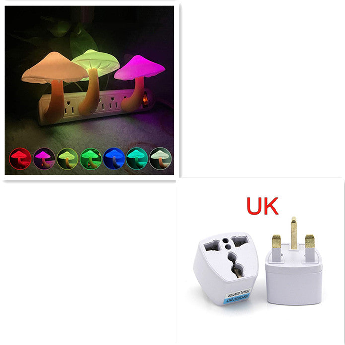 LED Night Light Mushroom Wall Lamp with Light Sensor for Home Decoration