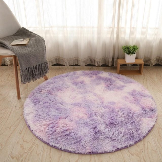 Soft round rugs for living room decor or kids room carpets long plush bedroom rugs and modern shaggy area mats