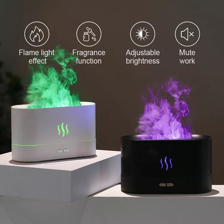 Flame USB Ultrasonic Humidifier Led RGB Colorful Essential Oil Fire Flame Aroma Diffuser