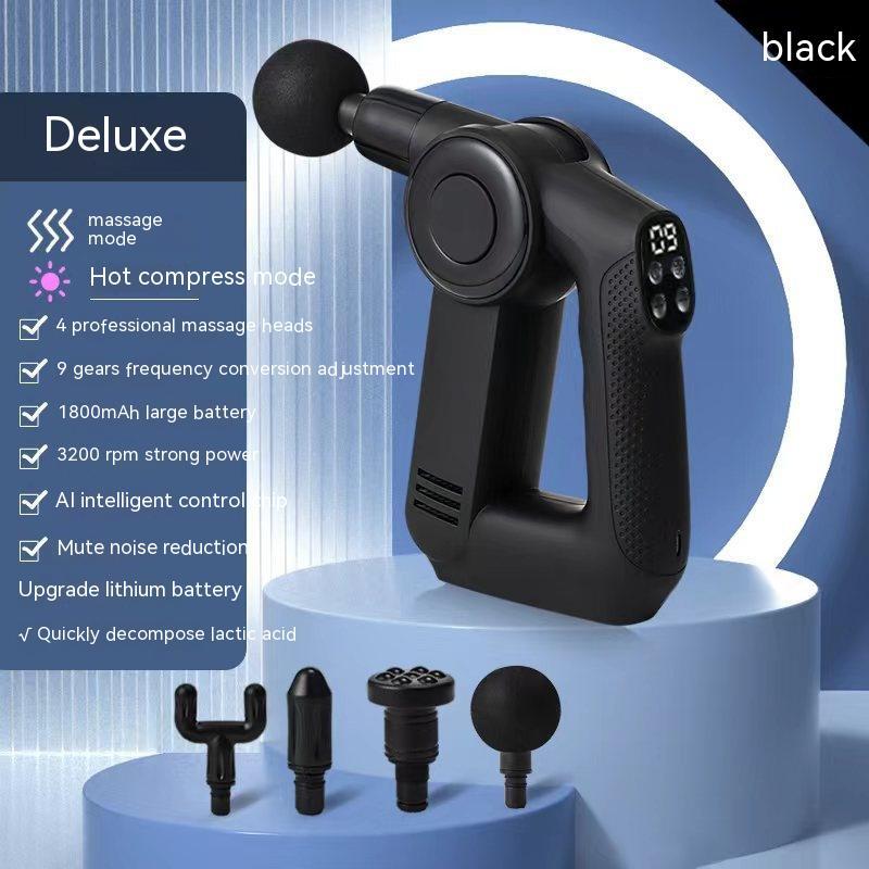 Stylish Massage Gun Muscle Relief Hot Compress LED Screen Adjustable Gears Smart Power Low-Noise Multi-Frequency Fitness Revolution