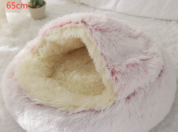 2-in-1 cozy pet bed for dogs and cats round plush winter house